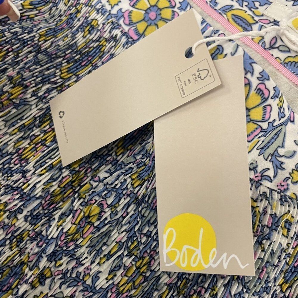 Boden Womens Skirt UK 14 US 10 Mini Multi Floral Print Plisse Layered R0178 NWT - Picture 5 of 11